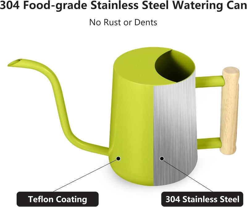 GUKJOB Watering Can Indoor Plants, 35oz Small Stainless Steel Metal Watering Can Modern Decorative Watering Pot with Long Spout for Indoor House Plant Bonsai Garden Flowers (Bright Green) - Image 5